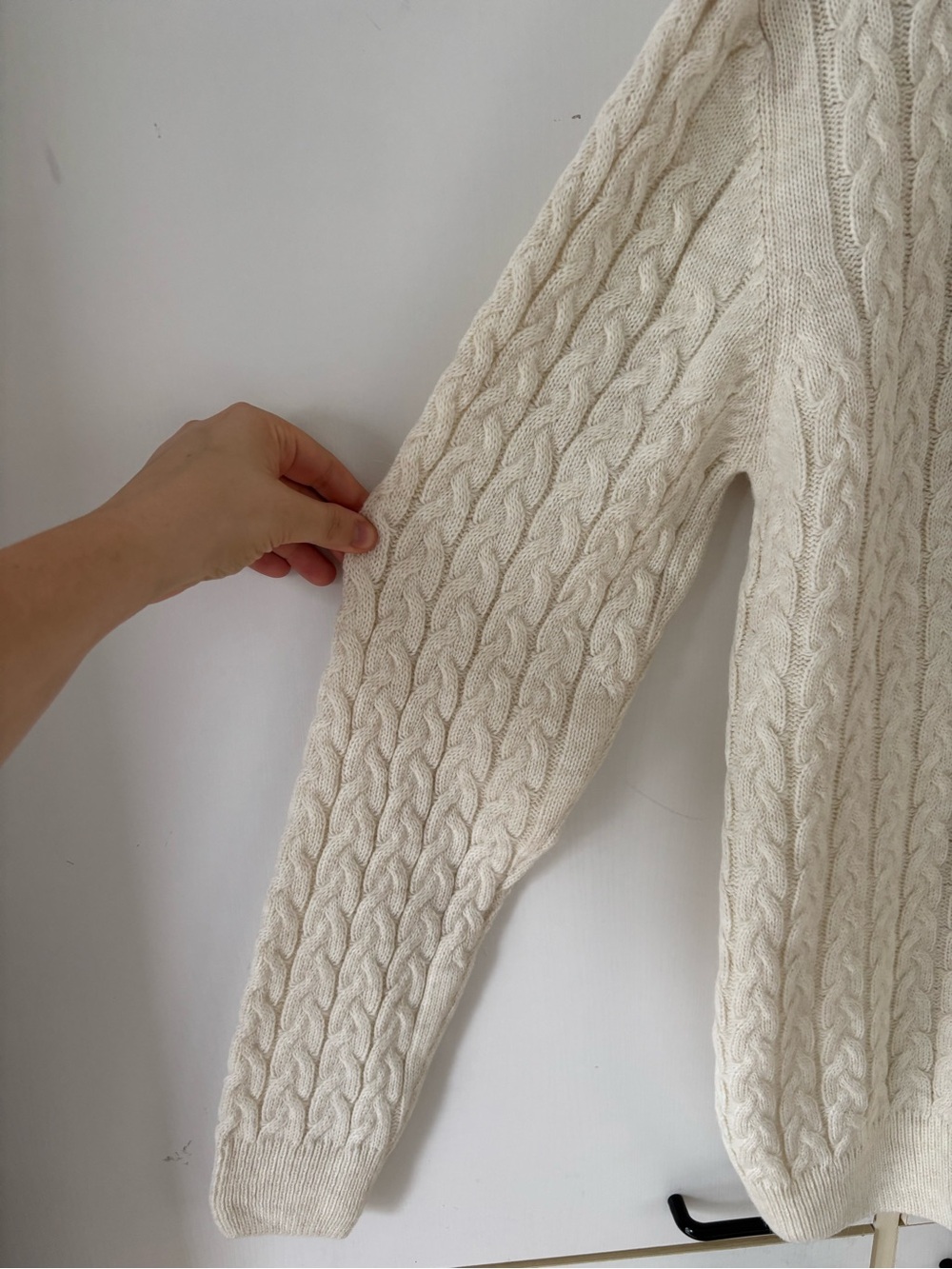 Italian Yarn Cable Knit Full Zip Mock Neck Wool Blend Sweater L Old Money Cabine - Picture 3 of 10